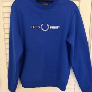 Fred Perry Men's Crewneck Sweatshirt in Royal Blue with White Logo